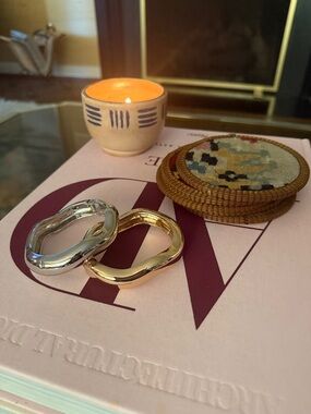 Two tone cuff bracelet set